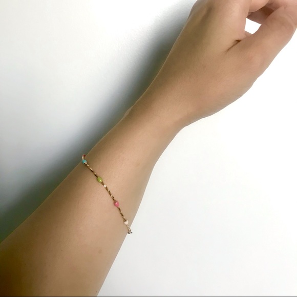 💘NOT AVAILABLE💘 Gold Tone Bracelet w Multicoloured Details - Picture 5 of 6